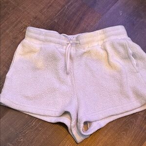 Cozy White Fleece Women Shorts